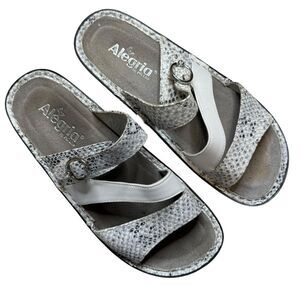 Alegria Women's Colette Snakeskin White Leather Sandals Size 40 (9.5-10)